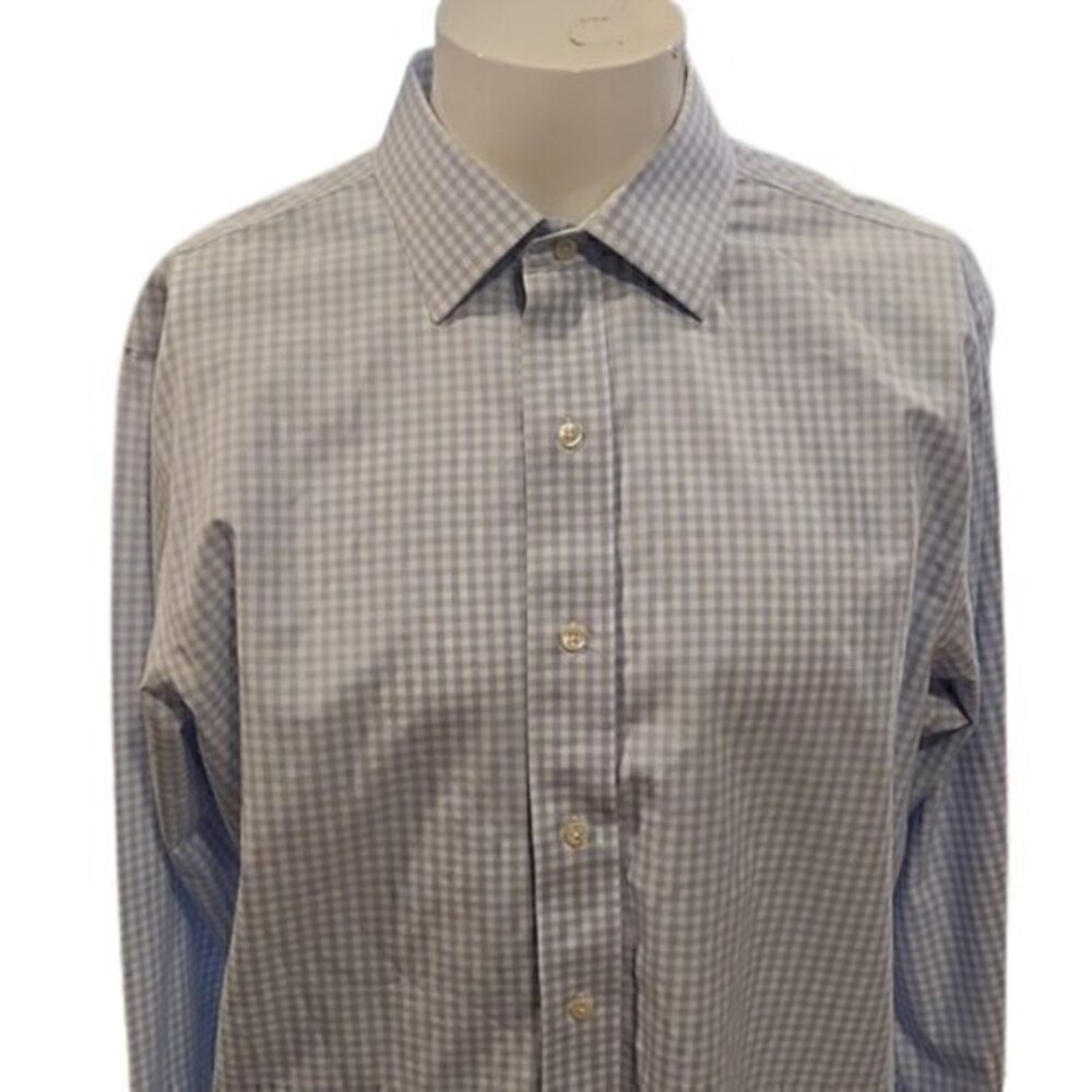 [Brooks Brothers] Blue Checkered Long Sleeve Button Down - Size 16-32